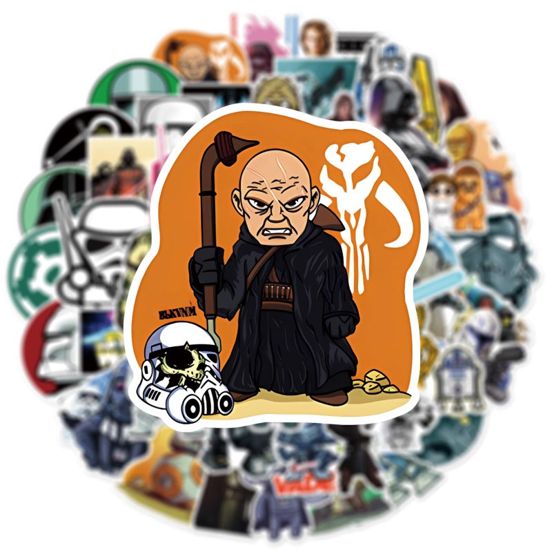 YONGAI 50Pcs Star Wars Sticker for Kids, Cool Cartoon Movie Waterproof Vinyl Decal for Teen Girl Water Bottle Skateboard Notebook Phone Guitar Bike - Image 3